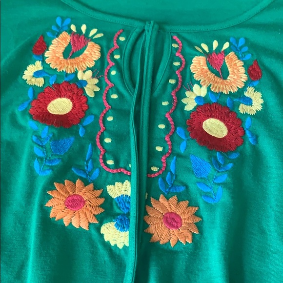 Vintage! Green floral embroidered top - Picture 3 of 6
